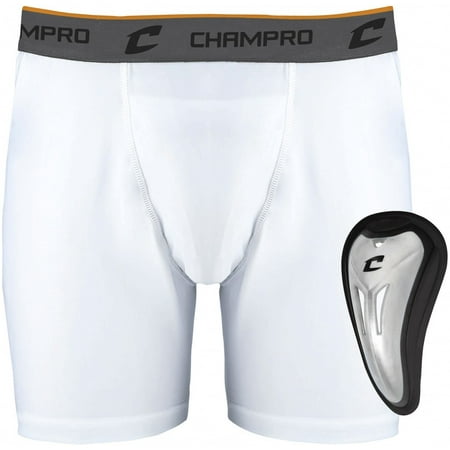 Champro Youth Compression Baseball Boxer Short W/Cup White Xs