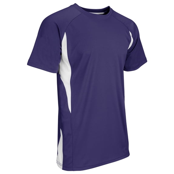 Crew Neck Baseball Jersey - PURPLE,WHITE - XL