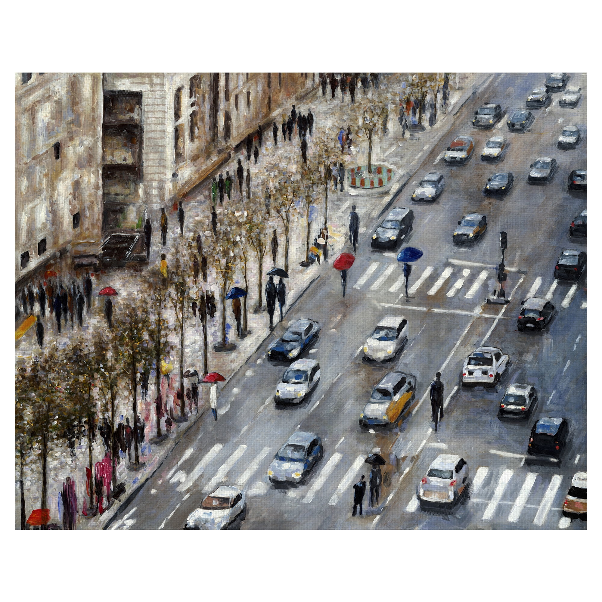 Champs Elysees, France Busy City Street Scene by Emily Williams Canvas Art Print 22" x 28"
