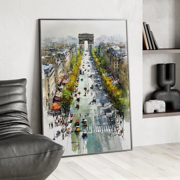 Champs Elysees Paris Poster, French Cityscape Travel Wall Art