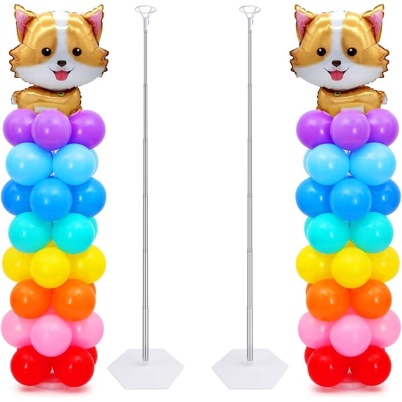Chamvis 2 Set Balloon Column Kit - 6.56 feet Balloon Column Stand with Base for Baby Shower, Birthday Party, Graduation, Wedding Kids Party Centerpieces Decorations