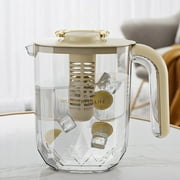 Chanana 1.8L Refrigerator Water Pitcher with Faucet & Filter - Slim Beige Beverage Dispenser for Iced Tea/Fruit Infusion, BPA-Free Plastic, Space-Saving Design