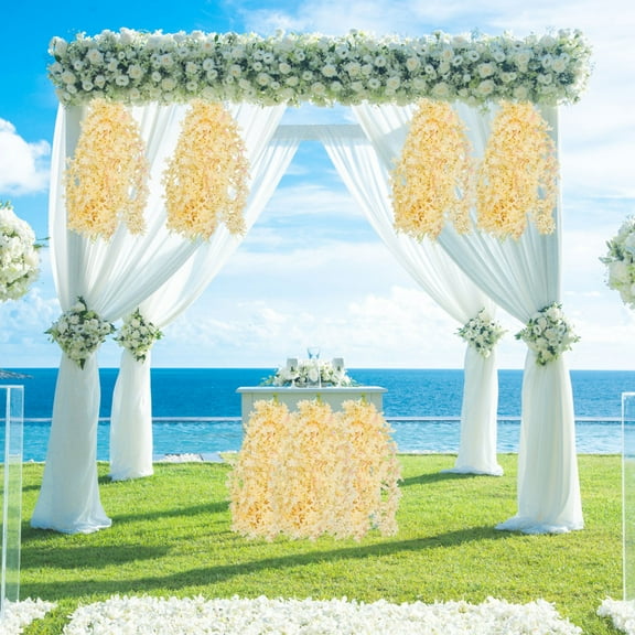 Chanana 10 Pcs Artificial Lilac Flower Vines, 23.6 Inch Hanging Garland for Wedding Arch Home Office Decor - Realistic Plastic Rose Gold Flowers