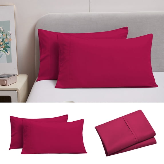 Chanana 2 Pack Brushed Microfiber Pillow Cases 20x36 Inch, Envelope Closure Shrinkage Resistant Covers - Hot Pink Soft Bedding