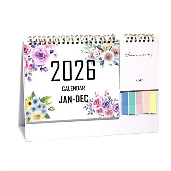 Chanana 2026 Desktop Calendar Small Flip Calendar Standing Office Home Desktop, 2026 Small Desk Calendar from Jan to Dec Monthly Planner with To-Do List and Sticky Notes