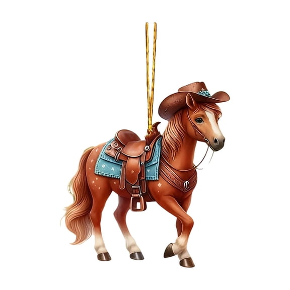 Chanana 2026 Horse Christmas Ornament, 2D Acrylic Horses Christmas Tree Decorations, Hat Horses Pendant, Xmas Holiday Hanging Ornaments for Xmas Tree, New Year Horse Year Decor Gifts