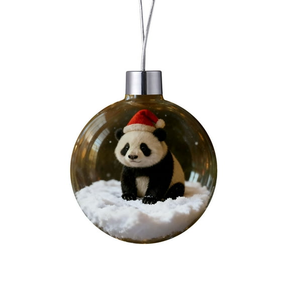 Chanana 2026 Wildlife Wonders Collection Crystal Glass Ornament,Vivid 3D Animal with Christmas Hat,Clear Plastic Xmas Balls,Luxury Winter Tree Decor Sparkling Snowfield Accents,Holiday Ornaments