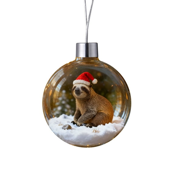 Chanana 2026 Wildlife Wonders Collection Crystal Glass Ornament,Vivid 3D Animal with Christmas Hat,Clear Plastic Xmas Balls,Luxury Winter Tree Decor Sparkling Snowfield Accents,Holiday Ornaments