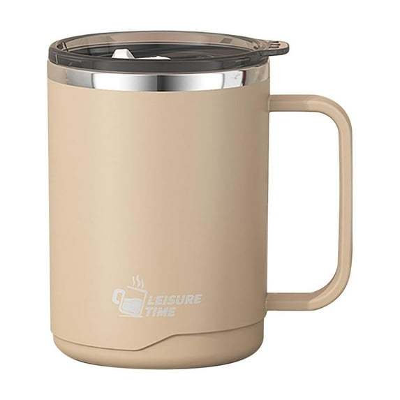 Chanana 304 Stainless Steel Double-layer Mug, Insulated Mug Heat-resistant Portable Large Capacity Milk Tea Cup Drinking Cup With Handle Milk Coffee Cup, Home Office Water Cup