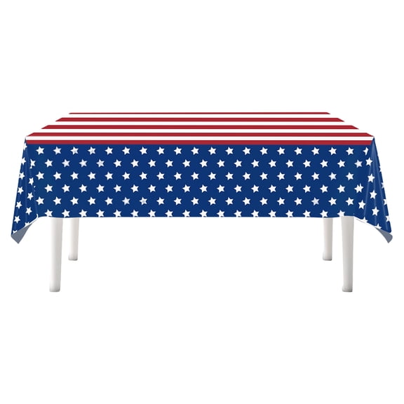 Chanana 4th of July Tablecloth - Patriotic American Flag Table Cloth, Plastic Disposable Rectangle USA Star Stripe Table Cover for Memorial Day Independence Day 250th Decorations, 43" x 71"