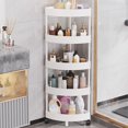 thumbnail image 1 of Chanana 5-Tier Bathroom Corner Shelf with Wheels, Adjustable Height, No-Drill Storage, White, 1 of 9