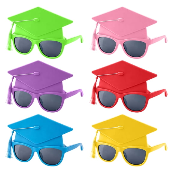 Chanana 6PCS Multicolor Graduation Cap Sunglasses, Funny Novelty Graduation Party Shades, Fun Eyeglasses for Graduation Photo Booth Props and Celebration