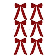 Chanana 6PCS Red Velvet Bows for Christmas Tree, Bows for Christmas Tree, Garland Red Velvet Bow Ornaments for Christmastree with Gold Twist Ties