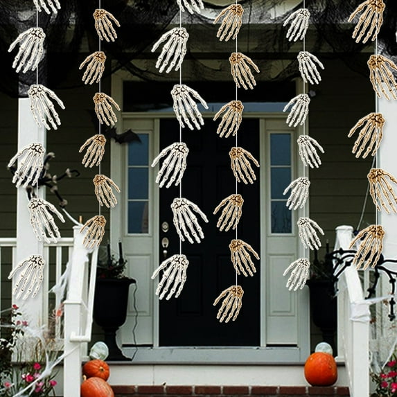 Chanana 6Pcs Halloween Garlands with Hand Bone Pendant - 39.4in Halloween Decorations Indoor Halloween Party Horror Hanging Decorations