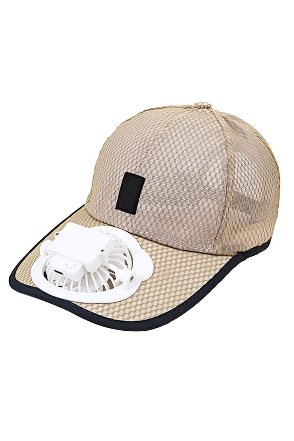 Adults Mesh Baseball Cap Fishing Beach Hats with Solar Fan, Summer UV Protection Sun Hat, Solar Powered/USB Charging Sunhat