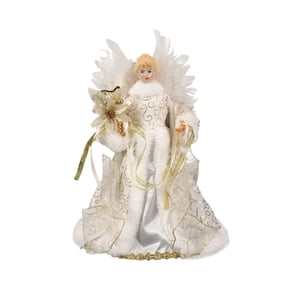 Chanana Angel Christmas Tree Topper, 13.2 Inch Gold Angel Treetop, Angel Figurine Christmas Tree Top, Christmas Tree Decorations for Home