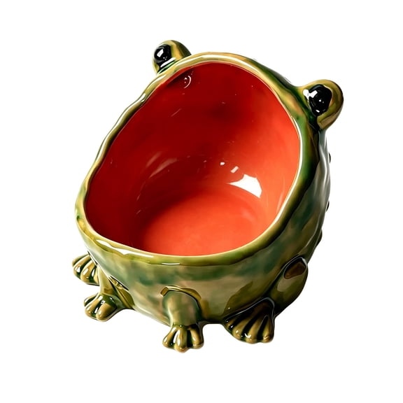 Chanana Big-Mouth Frog Candy Dish Statue, Cute Animal Key Bowl for Entryway Table, Decorative Frog Figurine Jewelry Tray Organizer, Fun Desktop Storage for Office Home Kitchen Decor