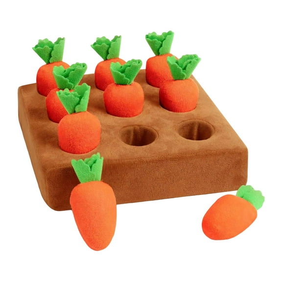 Chanana Carrot Dog Toys-Carrot Snuffle Mat for Dogs,Interactive Dog Plush Puzzle Toys,2 in 1 Non-Slip Nosework Feed Games Pet Stress Relief with 9 Carrots