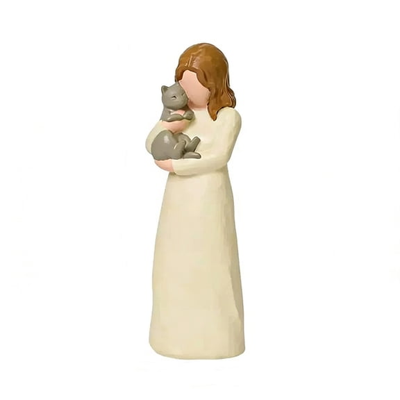Chanana Cat Memorial Gifts, Loss of Cat Sympathy Gifts for Cat Mom, Pet Cat Remembrance Gifts, Collectible Hand-Painted Cat Angel Figurine Statue for Cat Lovers in Memory of Passing Away Cat