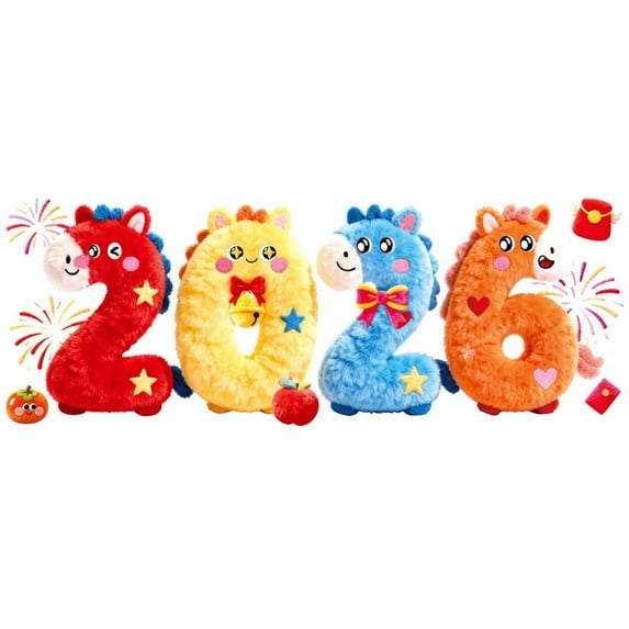 Chanana Chinese New Year Window Clings Stickers 2026, Year of The Horse Static Stickers, Large No-Glue Lunar New Year Window Decorations with 3D Plush Effect for Home & Storefront