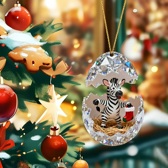 Chanana Christmas Tree Ornaments Retro Animal in Eggs, Cartoon Craft Supplies, Funny Christmas Animal Designs Xmas Tree Hanging Decorations Holiday Hanging Ornaments for Christmas Party Decoration