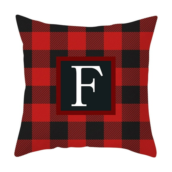 Chanana Christmas White Letters Cushion Cover, 18X18" Classic Red & Black Buffalo Plaid Check Pattern Design Throw Pillowcase, Nordic Peach Skin Print Pillow Covers Home Decor Pillow Cover