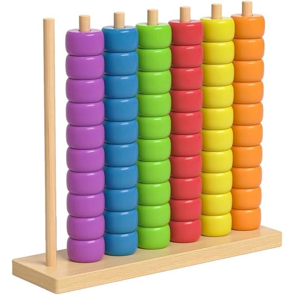 Chanana Color Matching Stacking Puzzle Game, Wooden Beads Sequencing Game Set, Family Game