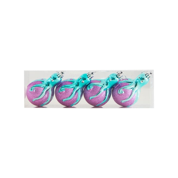 Chanana Colorful Octopus Christmas Balls Ornament - Christmas Tree Decorations Hanging Ornaments for Xmas, Ocean Theme for Home, Wedding, Party, 4PCS