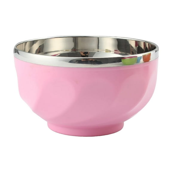 Chanana Colorful Stainless Steel Bowls w Plastic Outer Shell, Double Walled Heat Insulation Anti-fall Anti-scalding Decorative Serving Rice Soup Noodles Salad Cereal Fruit Snack
