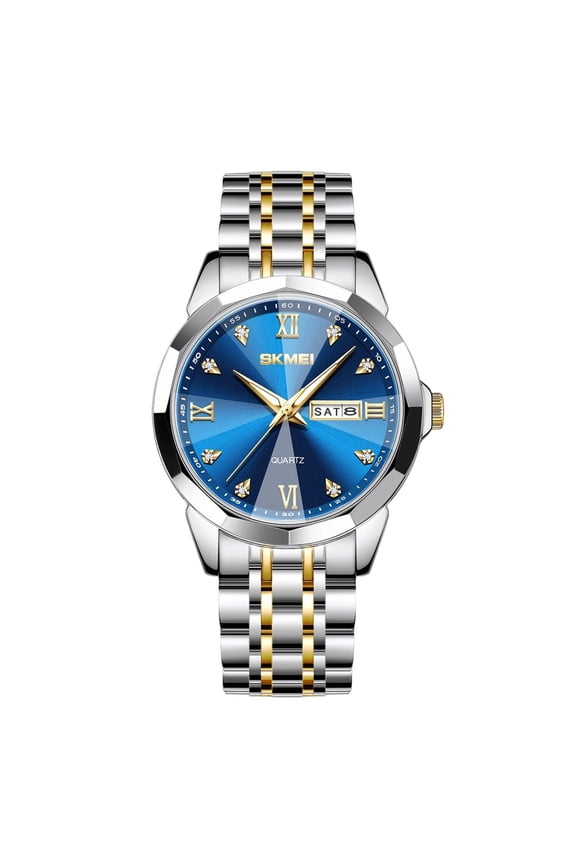 Couple Quartz Watch Luminous Calendar Date Business Formal Luxury Men's and Women's Watch Waterproof Casual Stainless Steel Couple Wedding Romantic Watch (1PCS Men)