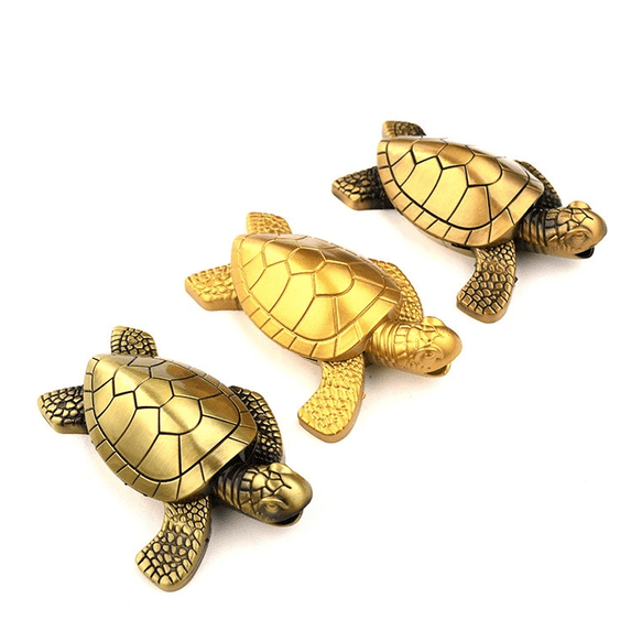 Chanana Creative Golden Turtle Desktop Torch Lighter - Portable Gas Lighter with Adjustable Soft Flame, Refillable (Without Butane) - Bronze Gold