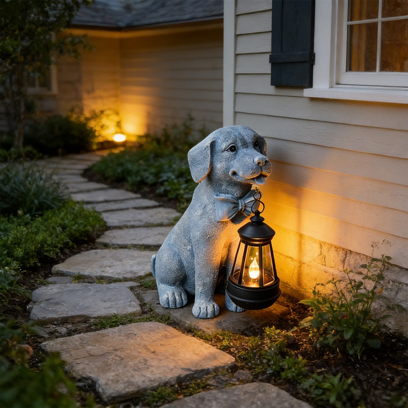 Chanana Dog Solar Garden Statue with Lantern – Outdoor Patio & Yard Decor – Figurine for Dogs – Gift for Mom, Grandma, Dog Lovers, Housewarming Present