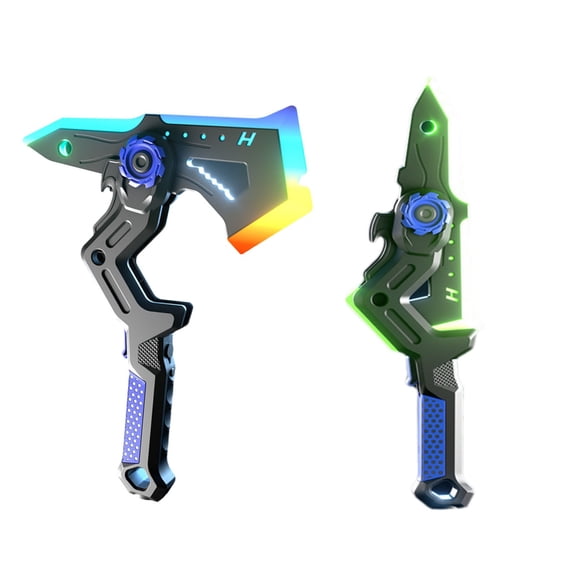 Chanana Dual Form Catapult Sword Axe, Led Light Up Flash Sword with Glowing Effect, Durable Plastic Handheld Light Toy for Indoor Play, Battery Powered Flashing Blade Ornament, BLue