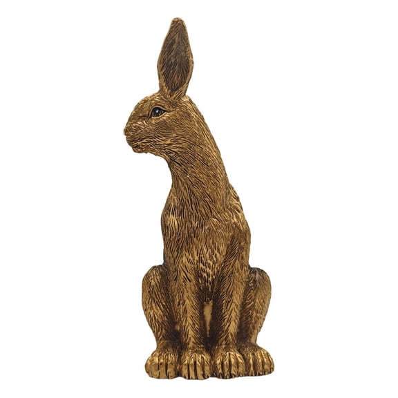 Chanana Easter Bunny Figurines, Gold Home Decor Resin Rabbit Statue, Easter Table Decor, Rabbit Figurines for Spring, Vintage Decorations Indoor Home Decor for Living Room Farmhouse Gift