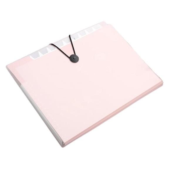 Chanana Expanding File Folder 12 Pockets Accordion File Organizer, Portable Document Receipt Organizer for A4 Letter Size Paper, Waterproof Folder for Bussiness Office Supplies, Pink