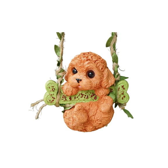 Chanana Garden Dog Statues, Cute Swing Dog Statue Decoration for Yard Hanging Outdoor, Tree Ornaments Figurine for Stump Branch Lawn Patio Decor