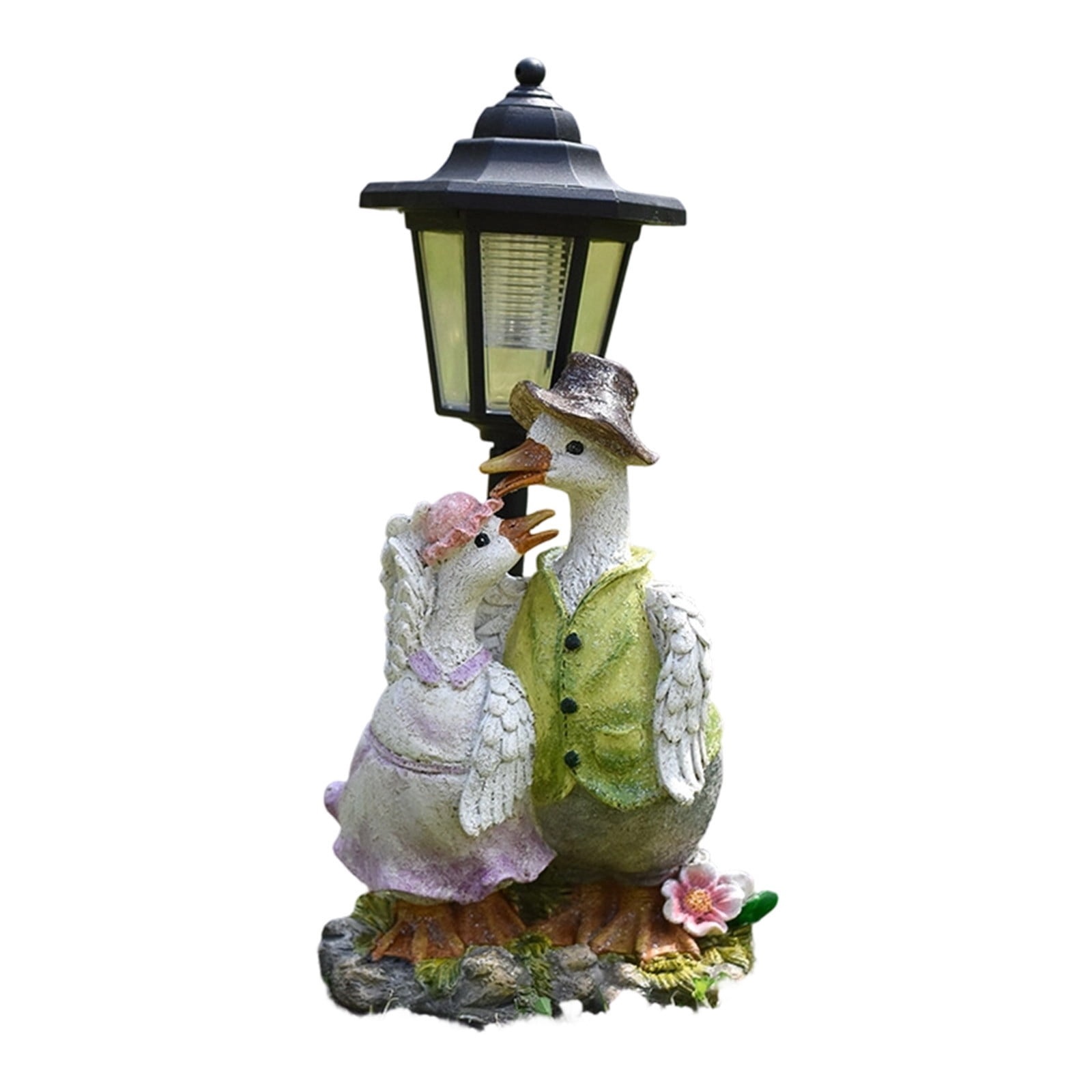 Chanana Garden Statue Outdoor, Solar Big Goose Couple Statues, Resin Figurine Lights Outdoor Waterproof, Outside Decor Sculpture for Patio Yard Lawn Walkway, Ideal Gifts for Mom Grandma Women