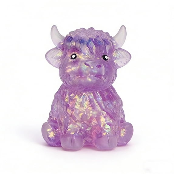 Chanana Glitter Highland Cow Squishies Squeeze Ball, Soft Slow Rising Squeeze Ball, Cute Cattle Decor, Sensory Stress Relief Ball for Adults, Ideal for Birthday Party Holiday Gifts