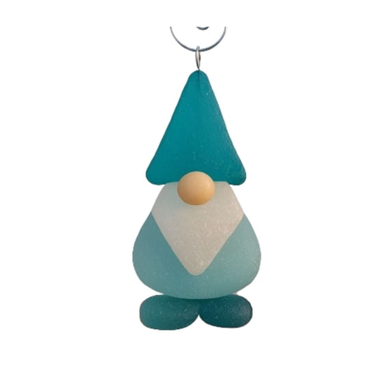 Chanana Gnome Coastal Christmas Sea Glass Ornaments, Handmade Sea Glass Christmas Tree Hanging Decorations, Xmas Pendants Decor with Rope, Ornament Gift for Beach Lover (Gnome)