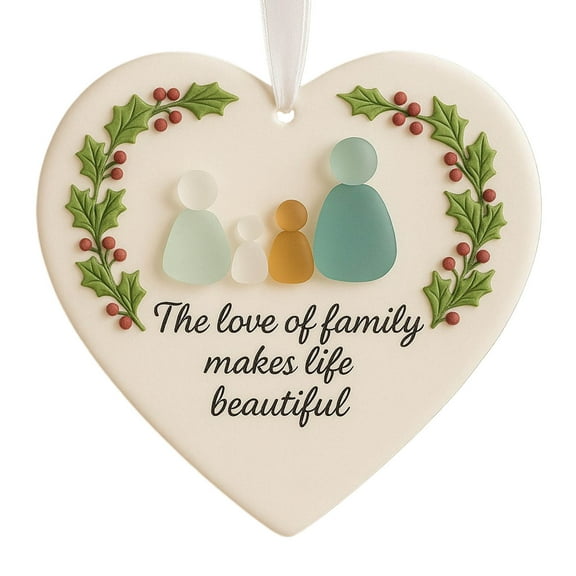 Chanana Heart Shaped Sea Glass Friendship Ornament,A Heart Shaped Keepsake of Everlasting Friendship,Christmas Pendant,Can Be Used as a Christmas Tree Ornament, Perfect for Friends or Lovers