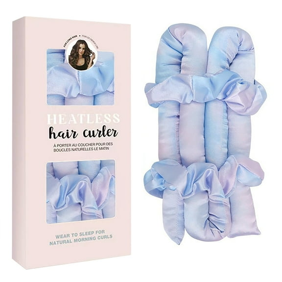 Chanana Heatless Curling Ribbon for Long Hair, Overnight Hair Curling Headband, No Heat Portable Hair Curlers, Easy Sleep No Heat Silk Ribbon Rollers - Blue
