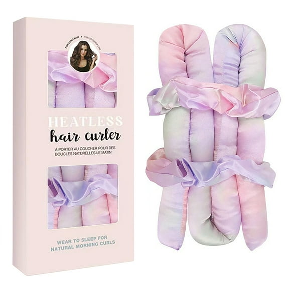 Chanana Heatless Curling Ribbon for Long Hair, Overnight Hair Curling Headband, No Heat Portable Hair Curlers, Easy Sleep No Heat Silk Ribbon Rollers - Purple