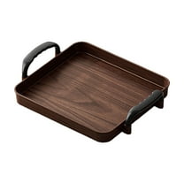 Chanana Imitation Wooden Serving Tray with Black Handles, Food Tray for Breakfast, Coffee Table, Dinner & Bar, Decorative Tray for Kitchen, Bedroom