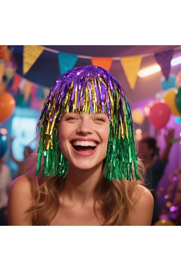 Mardi Gras Decorations Accessories Tassel Wigs Hat Sparkly Fringe Party Favors for Women Birthday Dance Performances Party Decorations