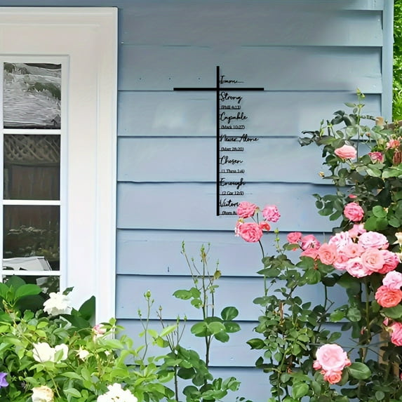 Chanana Metal Cross Wall Decor, Crosses and Bible Verse Metal Wall Art, Christian Wall Art, Scripture Decorations, Jesus Cross Decor, Phill 4:13, Matt 28:20, Rom 8:39