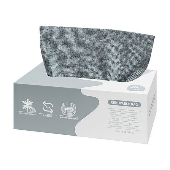 Chanana Microfiber Cleaning Cloth, Lint-Free Shop Towels Reusable, Bulk Rags in a Box for Home, Kitchen and Car, Edgeless Towels, 20 Pack with Box (Gray)