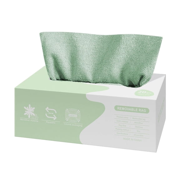 Chanana Microfiber Cleaning Cloth, Lint-Free Shop Towels Reusable, Bulk Rags in a Box for Home, Kitchen and Car, Edgeless Towels, 20 Pack with Box (Green)