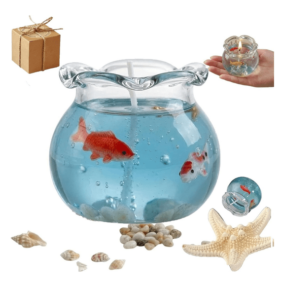 Chanana Mini Bubble Fish Tank Scented Candle, Cute Bubble Candle Dish, Handmade Gel Wax Candle, Fish Tank Decor, Aesthetic Home Decor, Scented Ocean Theme, Party Birthday Gift Favors