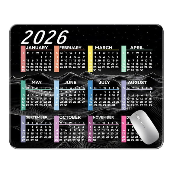 Chanana Mouse Pad Calendar 2026 10.3"X8.3", Calendar Mouse Pad Black Mousepad with Non-Slip Rubber Waterproof, Office Home Desk Decor Accessories for Computer Laptop Work Gaming