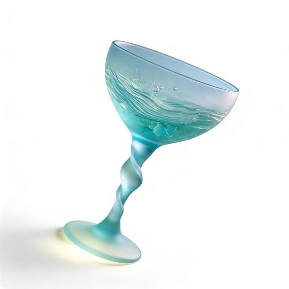 Chanana Ocean Wave Sea Glass Wine Glass, Handblown Ocean Wave Glass Wine Glasses, Textured Sea Wave Design Long Stem Red White Cocktail Glass, Unique Gift Drinkware for Beach Lovers